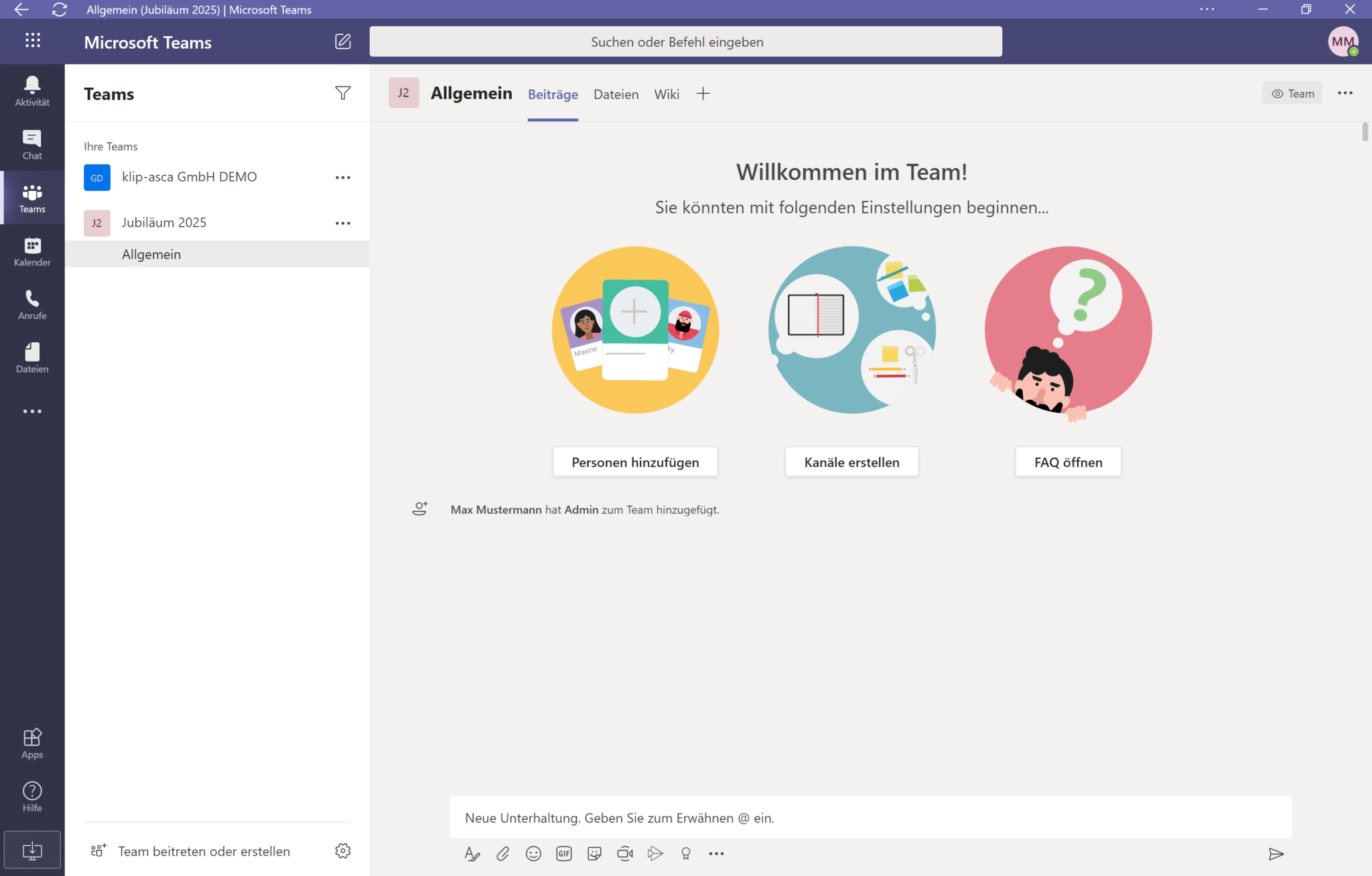 Team erstellen TeamsWiki